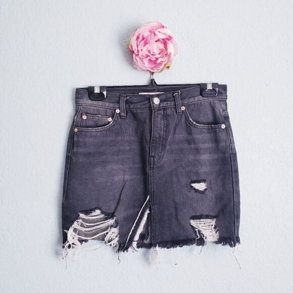Free People‎ Black Denim Skirt - Picture 1 of 6